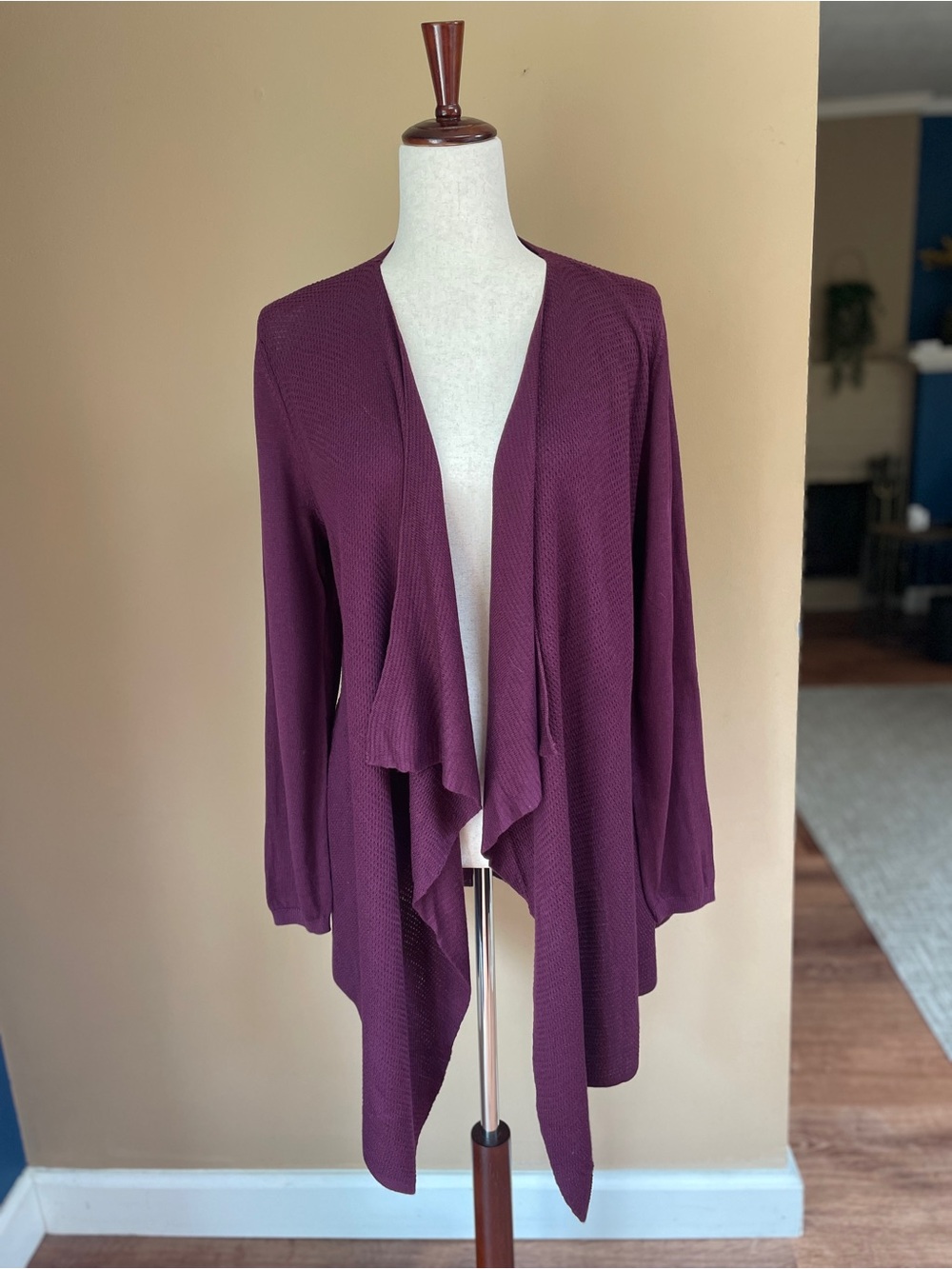 Torrid NEW Womens Knit Cardigan Size 2X Purple Plum Drapey Asymmetric Layering #
